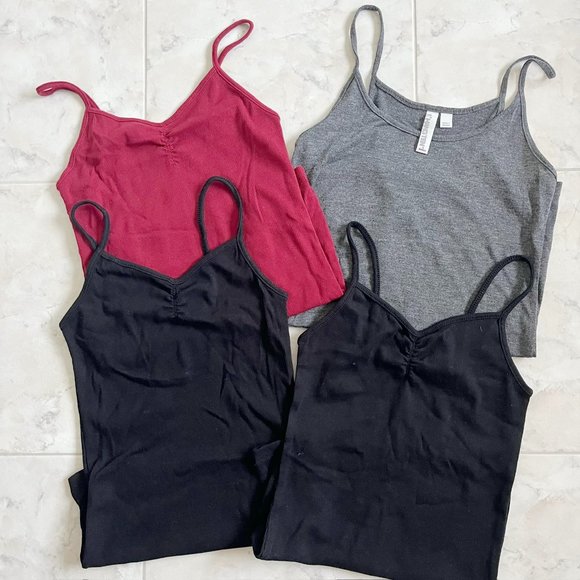 NEW Set of 4 Tank Tops/Camisoles Black/Gray/Red Women No Boundaries Hang Ten XS - Picture 1 of 10